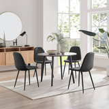 Koko Walnut Effect Round Dining Table & 4 Corona Black Leg Chairs - koko-walnut-round-dining-table-4-Black-leather-corona-black-chairs-set.jpg