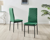 Koko White Melamine Round Dining Table & 4 Velvet Milan Black Leg Chairs - Milan.velvet.Dining.Chairs.green.black-6.jpg