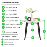 Koko White Melamine Round Dining Table & 4 Halle Chairs - Koko White Infographic.png