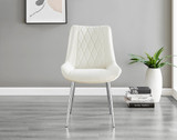 Leonardo White Glass Marble Effect Silver Leg Table & 4 Pesaro Silver Chairs - Pesaro-Silver-cream-dining-chair (2).jpg