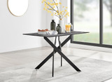 Leonardo Grey Glass Marble Effect Black Leg Table & 4 Velvet Milan Black Leg Chairs - leonardo-grey-marble-4-black-modern-rectangular-dining-table-1.jpg