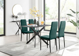 Leonardo Brown/Grey Glass Marble Effect Black Leg Table & 4 Velvet Milan Black Leg Chairs - leonardo-gry-mrb-4-blk-din-tbl-4-grn-velv-mil-blk-chair.jpg
