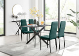 Leonardo Brown/Grey Glass Marble Effect Black Leg Table & 4 Velvet Milan Black Leg Chairs - leonardo-gry-mrb-4-blk-din-tbl-4-green-velv-mil-blk-chair.jpg