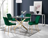 Leonardo Brown/Grey Glass Marble Effect Gold Leg Table & 4 Pesaro Gold Leg Chairs - leonardo-4-gry-mrb-gld-din-tbl-4-grn-pes-velv-gld-chair.jpg