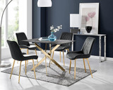 Leonardo Brown/Grey Glass Marble Effect Gold Leg Table & 4 Pesaro Gold Leg Chairs - leonardo-4-gry-mrb-gld-din-tbl-4-black-pes-velv-gld-chair.jpg