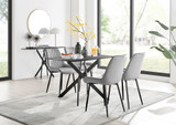 Leonardo Brown/Grey Glass Marble Effect Black Leg Table & 4 Pesaro Black Leg Chairs - leonardo-4-gry--mrb-blk-din-tbl-4-gry-pes-velv-blk-chair.jpg
