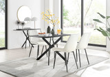 Leonardo Grey Glass Marble Effect Black Leg Table & 4 Pesaro Black Leg Chairs - leonardo-4-gry--mrb-blk-din-tbl-4-crm-pes-velv-blk-chair.jpg