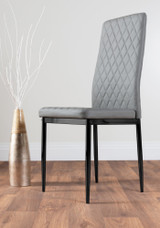 Leonardo Grey Glass Marble Effect Black Leg Table & 4 Milan Black Leg Chairs - grey-modern-milan-dining-chair-leather-black-leg-1.jpg