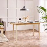 Salcombe Rectangular Oak and Cream Solid Wood Extending 6 Seater Dining Table - Salcome-Extending-Retangular-Dining-Table-1.jpg