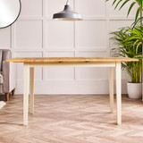 Salcombe Rectangular Oak and Cream Solid Wood Extending 6 Seater Dining Table - Salcombe-Extending-Rectangular-Oak-Cream-Dining-Table-3.jpg