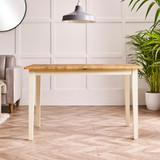 Salcombe Rectangular Oak and Cream Solid Wood Extending 6 Seater Dining Table - Salcombe-Extending-Rectangular-Oak-Cream-Dining-Table-4.jpg