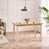 Salcombe Rectangular Oak and Cream Solid Wood Extending 6 Seater Dining Table - Salcombe-Extending-Rectangular-Oak-Cream-Dining-Table-2.jpg