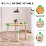 Salcombe Round Oak and Cream Solid Wood 4 Seater Dining Table - Salcombe-Round-Info.png
