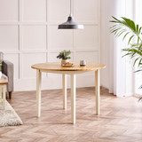 Salcombe Round Oak and Cream Solid Wood 4 Seater Dining Table - Salcombe-Oak-Cream-Round-Dining-Table-1.jpg