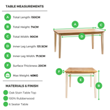 Salcombe Oak and Cream Large Wooden Dining Table - Salcombe-Large-Measurements.png