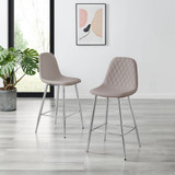 2x Corona Cappuccino Beige Faux Leather Counter Stools Silver Legs - Corona-Bar-Chair-Cappuccino-Faux-Leather-Silver-Legs-2.jpg