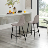 2x Corona Cappuccino Beige Faux Leather Counter Stools Black Legs - Corona-Bar-Chair-Cappuccino-Faux-Leather-Black-Legs-.jpg