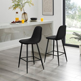 2x Corona Black Faux Leather Counter Stools Black Legs - Corona-Bar-Chair-Black-Faux-Leather-Black-Legs-1.jpg