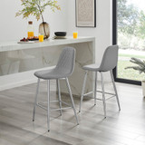 2x Corona Grey Faux Leather Counter Stools Silver Legs - Corona-Bar-Chair-Grey-Faux-Leather-Silver-Legs-1.jpg
