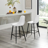 Furniturebox UK Counter Stools - Corona White Faux Leather Dining Bar Chair Black Metal Legs - Minimalist Industrial Scandi Style - Quilted Diamond Stitching - Modern Dining Kitchen Furniture - Corona-Bar-Chair-White-Faux-Leather-Black-Legs-1.jpg