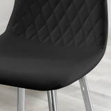 2x Corona Black Faux Leather Counter Stools Silver Legs - Corona-Bar-Chair-Black-Faux-Leather-Silver-Legs-3.jpg