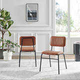 2x Delta Tan Faux Leather Dining Chairs - Delta-Dining-Chair-Tan-Faux-Leather-Black-Legs-2.jpg