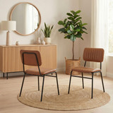 2x Delta Tan Faux Leather Dining Chairs - DEL-DIN-CHR-PU-TAN-BLK_1.jpg