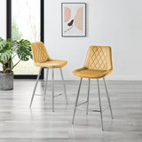2x Pesaro Mustard Yellow Velvet Counter Stools Silver Legs - Pesaro Bar Chair-Mustard Velvet-Silver Legs-2.jpg