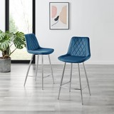 2x Pesaro Navy Blue Velvet Counter Stools Silver Legs - Pesaro-Bar-Chair-Navy-Velvet-Silver-Legs-2.jpg