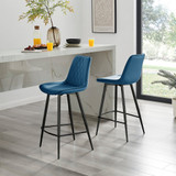 2x Pesaro Navy Velvet Counter Stools Black Legs - Pesaro-Bar-Chair-Navy-Velvet-BlackLegs-1.jpg