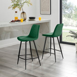 2x Pesaro Green Velvet Counter Stools Black Legs - Pesaro-Bar-Chair-Green-Velvet-Black-Legs-1.jpg