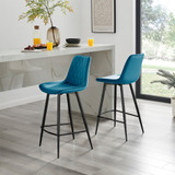 2x Pesaro Blue Velvet Counter Stools Black Legs - Pesaro-Bar-Chair-Blue-Velvet-Black-Legs-1.jpg