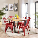 Cotswold Oak Black Leg Dining Table & 6 Colton Metal Chairs - Cotswold-Dinin-Tbl-6-Colton-Din-Chair-Red.jpg