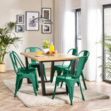 Cotswold Oak Black Leg Dining Table & 6 Colton Metal Chairs - Cotswold-Dinin-Tbl-6-Colton-Din-Chair-Green-set.jpg