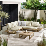 Brisa Teak Effect Wood & Cream 5/6 Seat Garden Sofa Set - BRIS-OUT-SOF-6-NAT-ANGLE.jpg