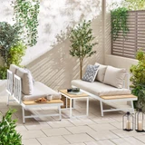 Riviera White Metal Modular 4 Seat Corner Garden Sofa Day Bed - Riviera-Chaise-Modular-Sofa-White-2.jpg