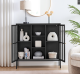 Jia Black Metal and Glass 2 Door Storage Display Cabinet - image (15).png