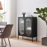 Urbi Black Metal and Glass Tall 2 Door Cabinet - Urbi-medium-metal-cabinet-1.jpg