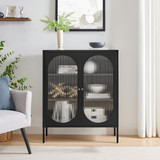 Urbi Black Metal and Glass Tall 2 Door Cabinet - Urbi-medium-metal-cabinet-2.jpg