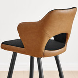 2x Kai Black Velvet and Tan Faux Leather Counter Stools - Kai-Barstool-Faux-Leather-4.jpg