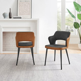 2x Kai Black Velvet and Tan Faux Leather Dining Chairs - Kai-Dining-Chair-Black-Velvet-Tan-PU-Leather-Black-Legs-3.jpg 2x Kai Black Velvet and Tan Faux Leather Dining Chairs - Kai-Dining-Chair-Black-Velvet-Tan-PU-Leather-Black-Legs-3.jpg