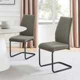 2x Lorenzo Grey Fabric Dining Chairs Black Legs - Lorenzo-Dining-Chair-Grey-Fabric-Black-Leg-CROP.jpg