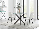 Novara 100cm Round Black Leg Dining Table & 2 Corona Black Leg Chairs - novara-100cm-black-round-dining-table-2-white-leather-corona-black-chairs-set.jpg