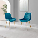 Novara 100cm Round Black Leg Dining Table & 2 Pesaro Gold Leg Chairs - Pesaro-blue-gold-dining-chair-1.jpg
