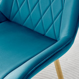 Novara 100cm Round Black Leg Dining Table & 2 Pesaro Gold Leg Chairs - Pesaro-blue-gold-dining-chair-5.jpg