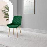 Novara 100cm Round Black Leg Dining Table & 2 Pesaro Gold Leg Chairs - Pesaro-green-gold-dining-chair-4.jpg