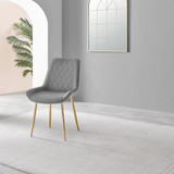 Novara 100cm Round Black Leg Dining Table & 2 Pesaro Gold Leg Chairs - Pesaro-grey-gold-dining-chair-4.jpg