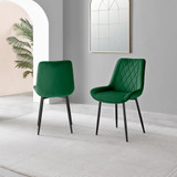 Novara 100cm Round Black Leg Dining Table & 2 Pesaro Black Leg Chairs - Pesaro-green-black-dining-chair-2.jpg