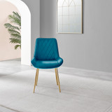 Novara 100cm Round Gold Leg Dining Table & 2 Pesaro Gold Leg Chairs - Pesaro-blue-gold-dining-chair-3.jpg