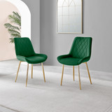 Novara 100cm Round Gold Leg Dining Table & 2 Pesaro Gold Leg Chairs - Pesaro-green-gold-dining-chair-1.jpg
